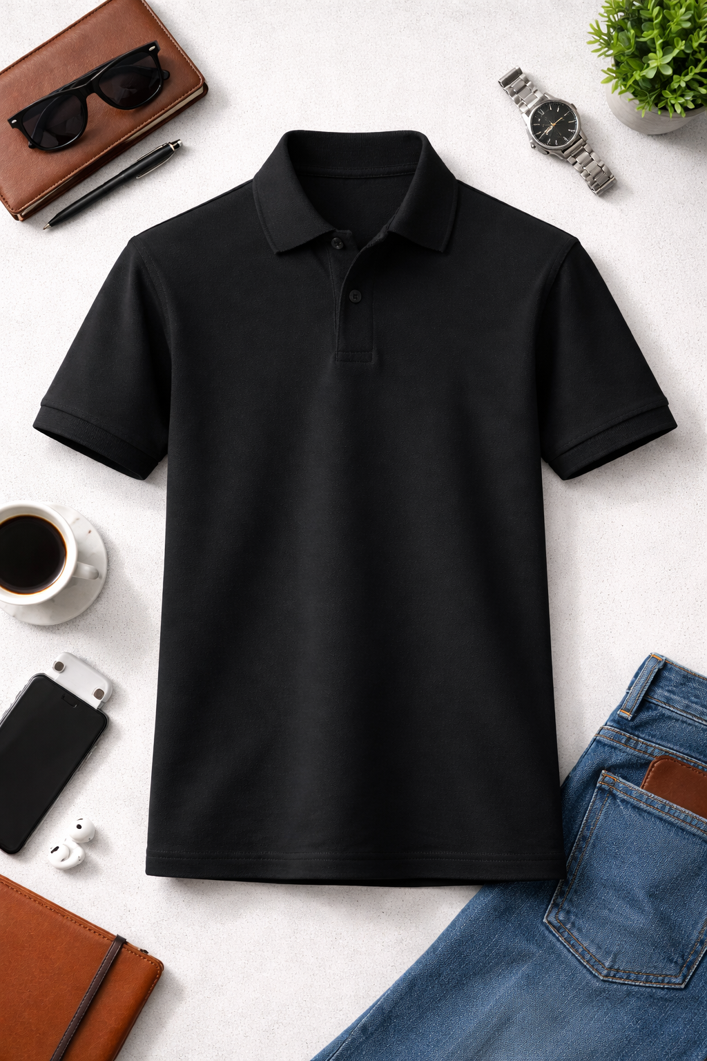 Black polo t shirt mans